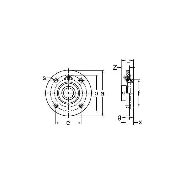 SINGLE ROW BALL BEARING, 25MM NARR ECCENTRIC COLLAR PILOTED FLANGE CARTRIDGE